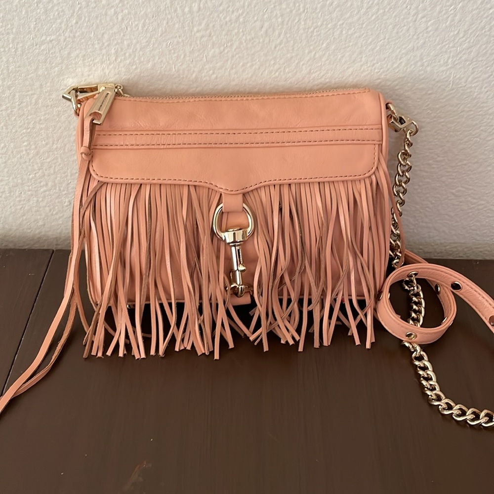 Rebecca Minkoff Fringe Mini Mac Bag in blush pink